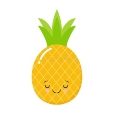 Cute Kawaii Fruit Pineapple Cartoon Character Isolated On White Background  Vector Illustration Stock Illustration - Illustration of funny, cheerful:  145743747